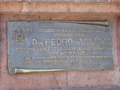 Placa de Pedro de Valdivia, na Plaza de Armas