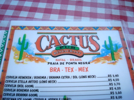 Cardápio do Cactus