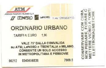 Bilhete de metrô em Milano