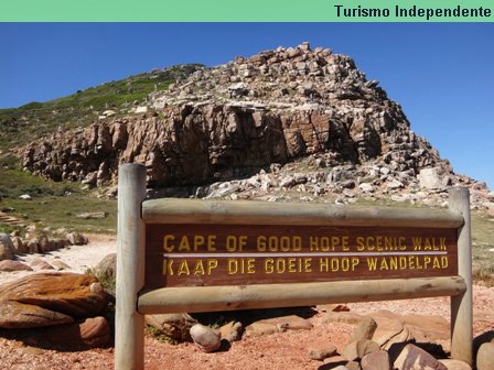 Placa de acesso ao Mirante do Cabo da Boa Esperança.