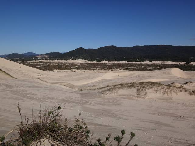 Trilha Dunas da Praia da Joaquina, em Florianópolis/SC.