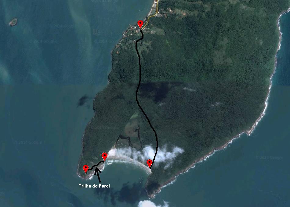 Trilha de Naufragados, em Florianópolis. Foto: Google Maps.