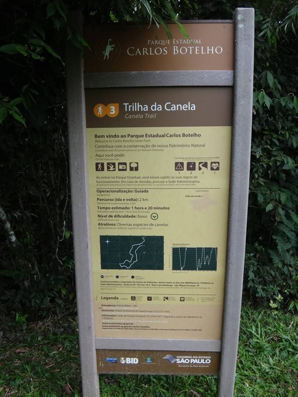 Início da Trilha da Canela, no Parque Carlos Botelho em São Miguel Arcanjo.
