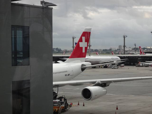 Avião da Swiss em Cumbica.