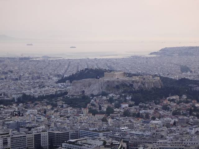 Acrópole de Atenas vista do Monte Lykavittos.
