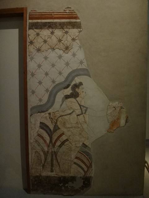 Pinturas encontradas nas escavações em Akrotiri.