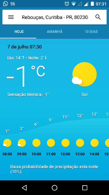 Manhã fria em Curitiba.