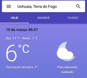 Temperatura em Ushuaia