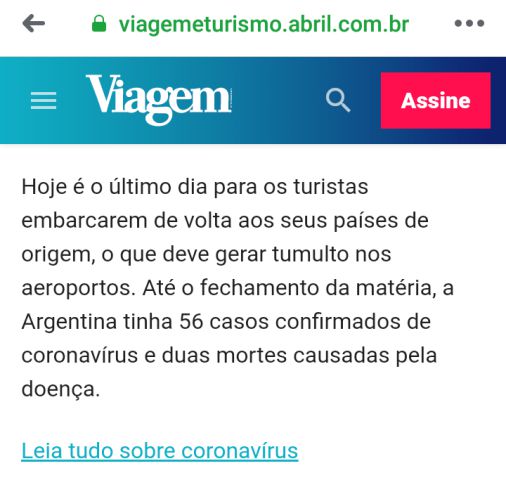 Site brasileiro com informações sobre turistas na Argentina