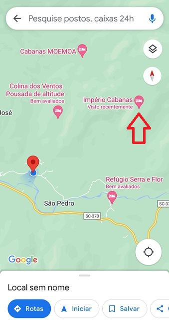 Localização errada também no Google Maps.