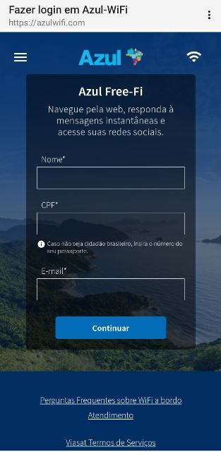 Free-Wifi no voo da Azul.