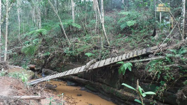 A ponte que caiu devido às chuvas