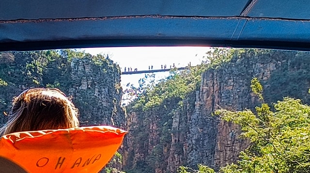 Ponte com visão do cânion, onde antes parávamos no acostamento