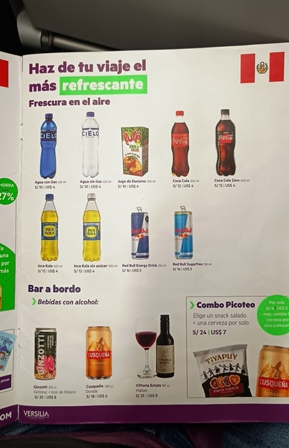 Preços do serviço de bordo - maio/25