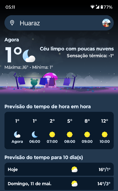 Temperatura em Huaraz